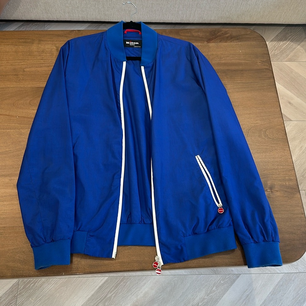 Kiton Men’s Blue Nylon Jacket Size 50